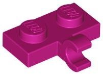 Magenta Plate Modified 1 x 2 with Clip on Side (Horizontal Grip - LEGO - 11476