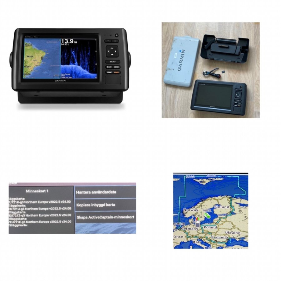 Garmin echoMAP CHIRP 72 DV+Bluechart G3 Vision HD 2022V Hela nord Europa