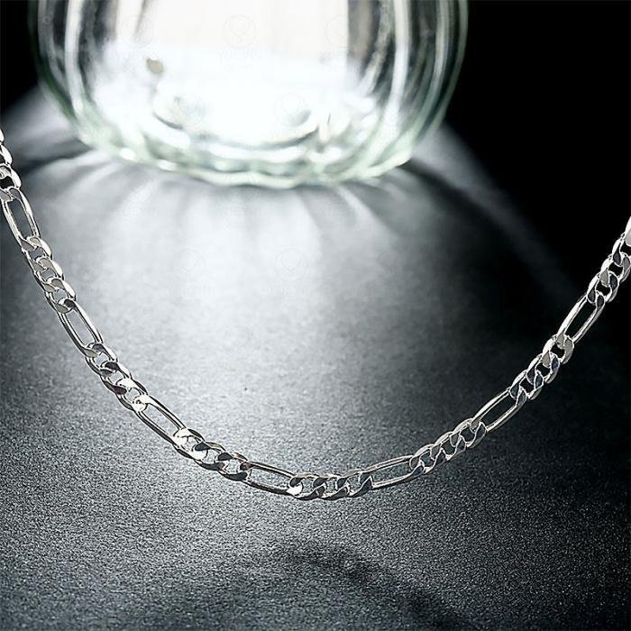 75cm 4mm Silver 925 stämpel länk pansar figaro pläterad halsband pansar nickelfr