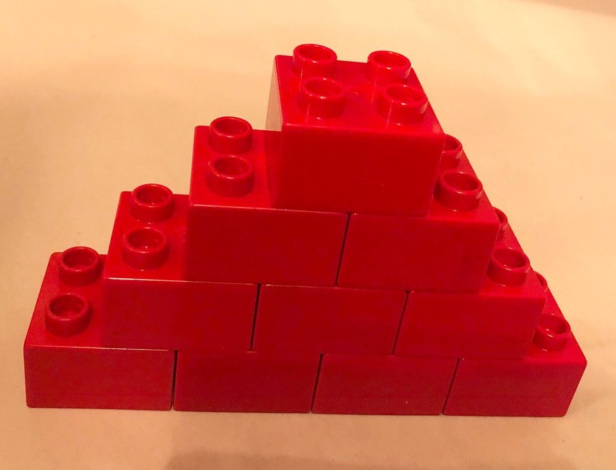 Lego DUPLO 10 st Röda Bitar 2 x 2 knoppar / noppar