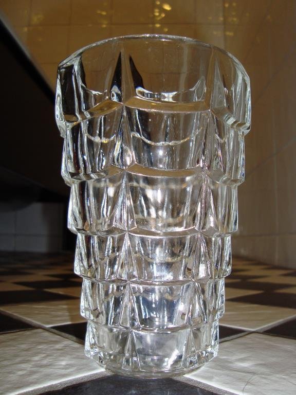 Stor tung glasvas med fjällig struktur Ny!