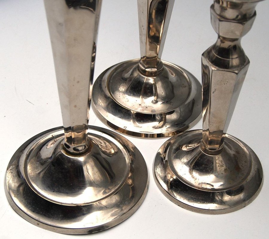 Tre ljusstakar metall snygg design vintage
