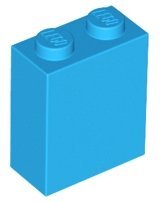 Dark Azure Brick 1 x 2 x 2 with Inside Stud Holder - LEGO - 3245c