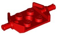 Red Plate Modified 2 x 2 with Wheels Holder Wide and Hole - LEGO - 6157