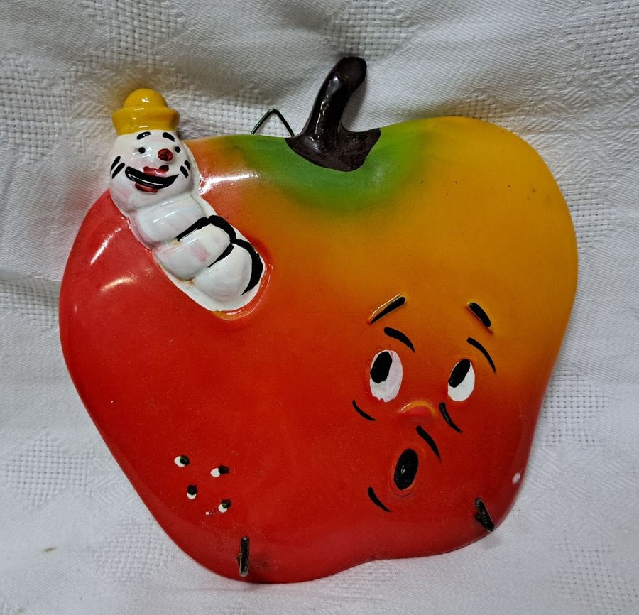 Vintage Kökshanddukshållare för äpple och mask handmålad mask