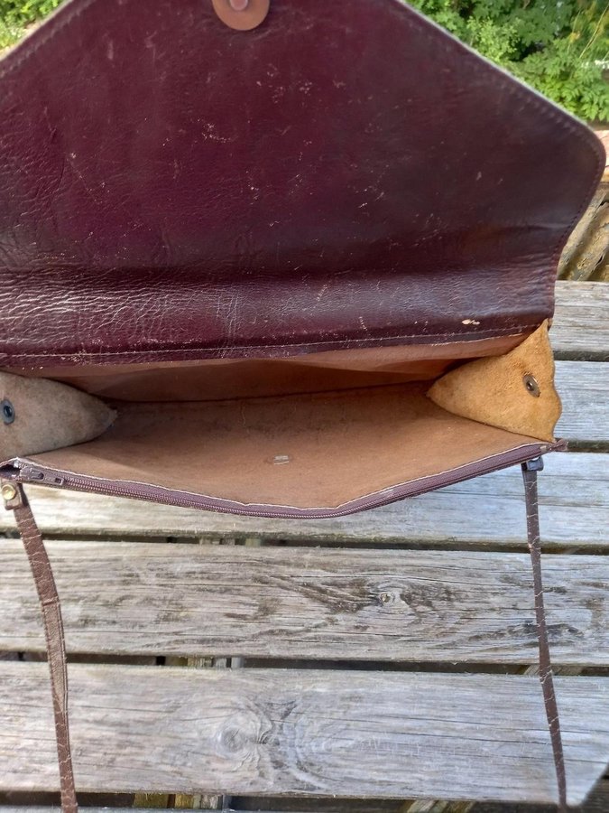 Mallard Leather Products brun äkta skinn crossbody väska