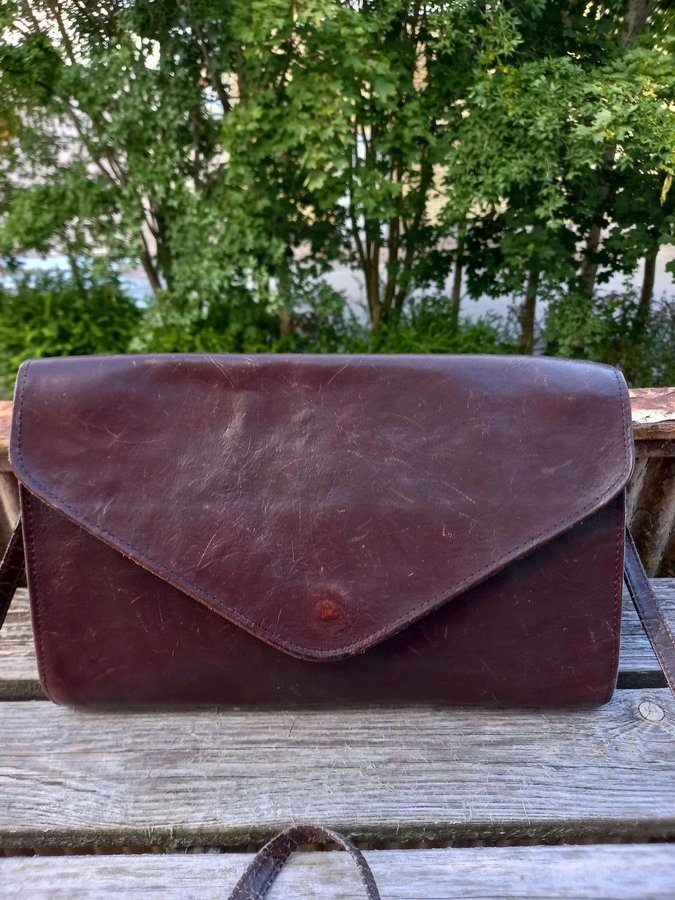 Mallard Leather Products brun äkta skinn crossbody väska