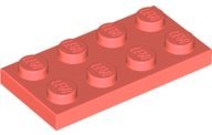 Coral Plate 2 x 4 - LEGO - 3020