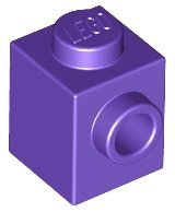 Dark Purple Brick Modified 1 x 1 with Stud on Side - LEGO - 87087