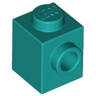 Dark Turquoise Brick Modified 1 x 1 with Stud on Side - LEGO - 87087