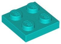 Dark Turquoise Plate 2 x 2 - LEGO - 3022