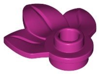 Magenta Plant Plate Round 1 x 1 with 3 Leaves - LEGO - 32607