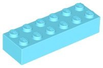 Medium Azure Brick 2 x 6 - LEGO - 2456