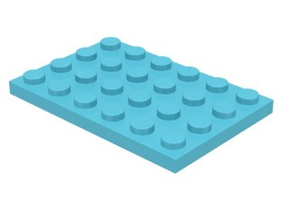 Medium Azure Plate 4 x 6 - LEGO - 3032