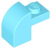 Medium Azure Slope Curved 2 x 1 x 1 1/3 with Recessed Stud - LEGO - 6091