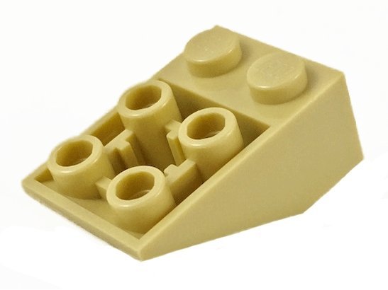 Tan Slope Inverted 33 3 x 2 with Flat Bottom Pin and Connections - LEGO - 3747b