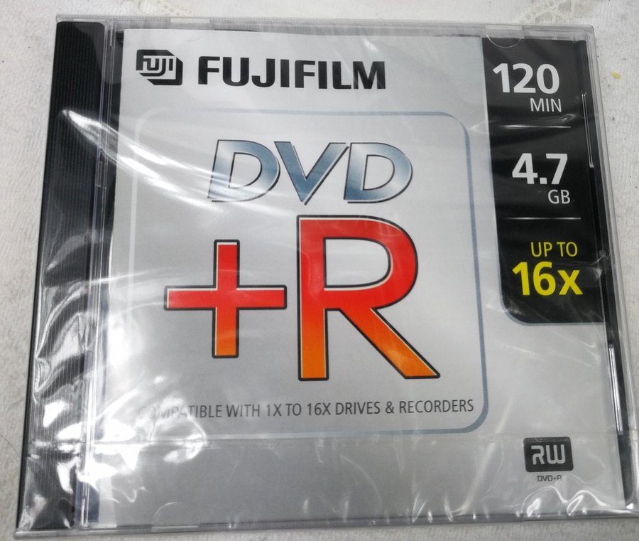 Inspelningsbar DVD-skiva "Fuji 47GB x16 RW +R" (Säljes styckvis)