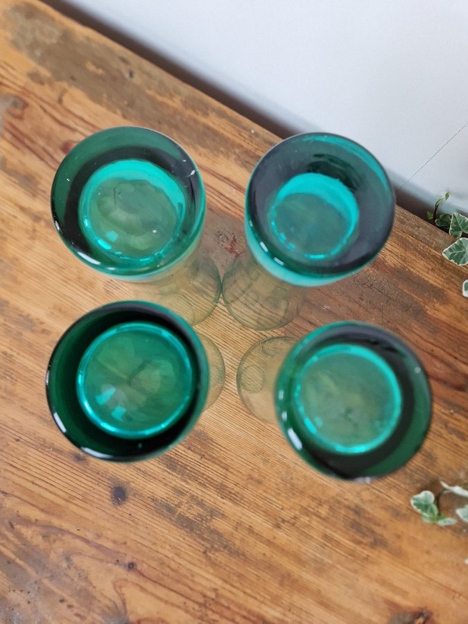 4 st drickglas höga Highball Tumblar grön glas Björkshults glasbruk