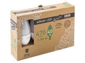 NYA 2x4st LED kronljus 5,5W E14 - motsvarar 40 watt. Airam glödlampor led lampor