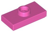 Dark Pink Plate Modified 1 x 2 with 1 Stud (jumper) - LEGO - 15573