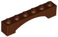 Reddish Brown Arch 1 x 6 Raised Arch - LEGO - 92950