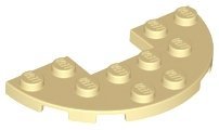 Tan Plate Round Half 3 x 6 with 1 x 2 Cutout - LEGO - 18646