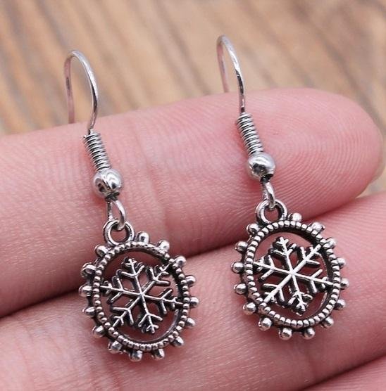 Boho örhängen snöflinga tibetansk silver örhängen snöflingor antik retro stjärna