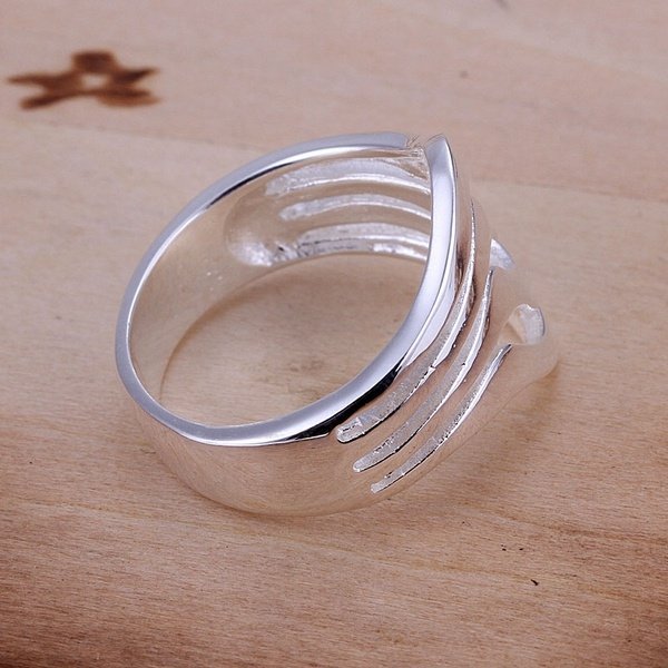 20 mm Sterling silver ring vågig 925 stämpel pläterad nickelfri havet vågor