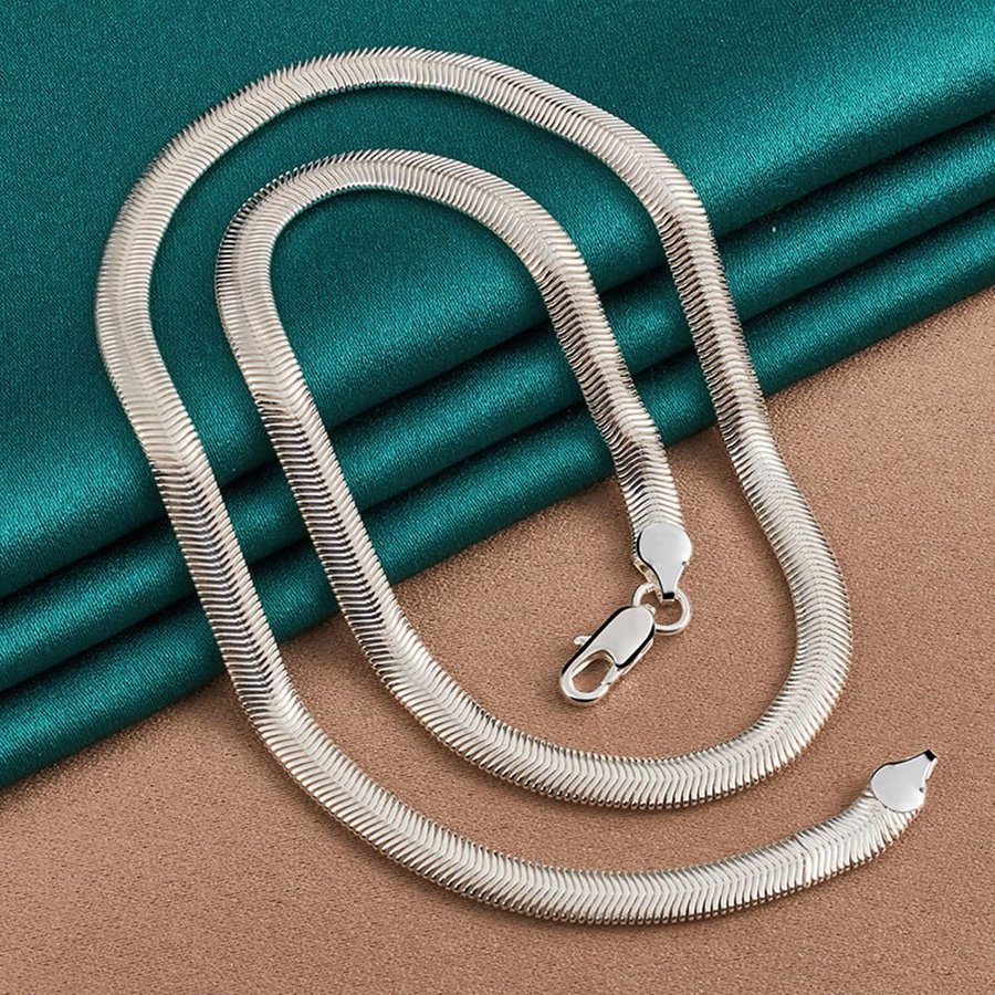 60 cm 6 mm Sterling Silver 925 stämplat ormkedja halsband länk snake pläterat