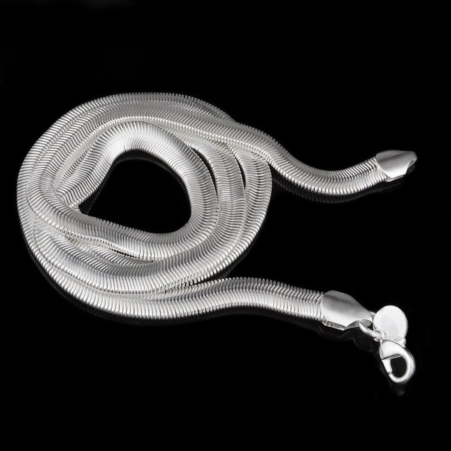 60 cm 6 mm Sterling Silver 925 stämplat ormkedja halsband länk snake pläterat