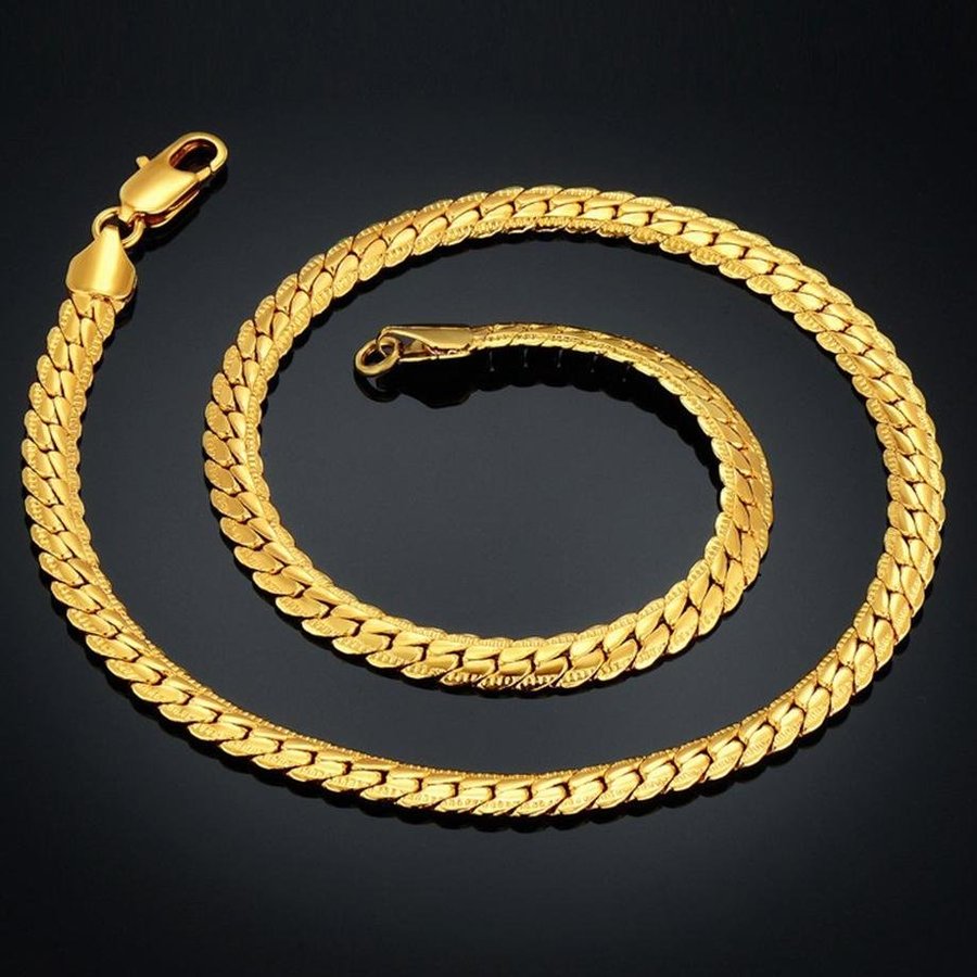 18K guld 60cm 5mm halsband 18k STÄMPEL länk guldpläterad länkhälsband pansar jul