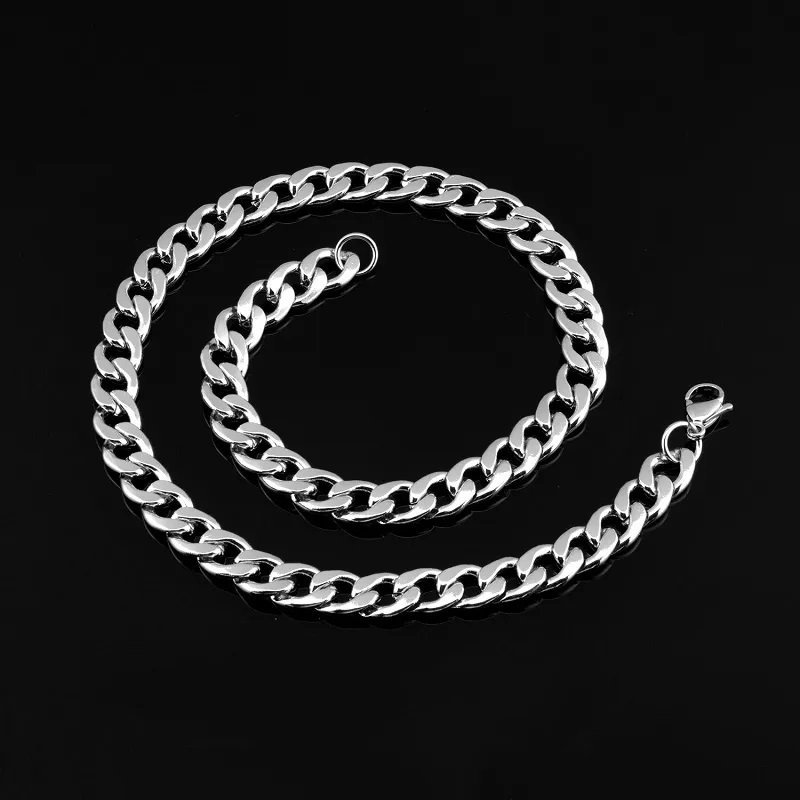 50cm 5mm kedja silver länk halsband stål kedjelänk pläterad pansar nickelfri