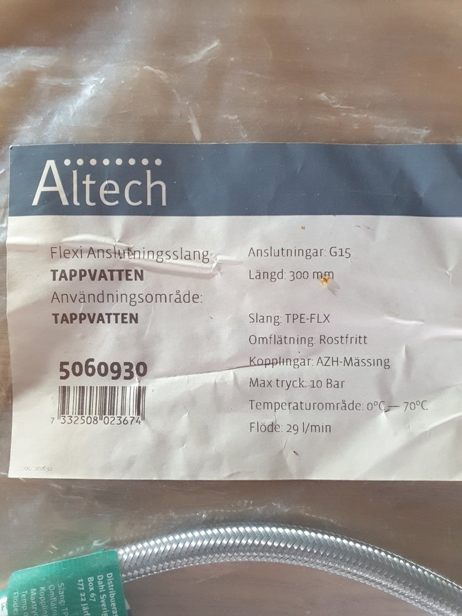 NY ! Anslutningsslang Altech Flexislang Tappvatten 30cm