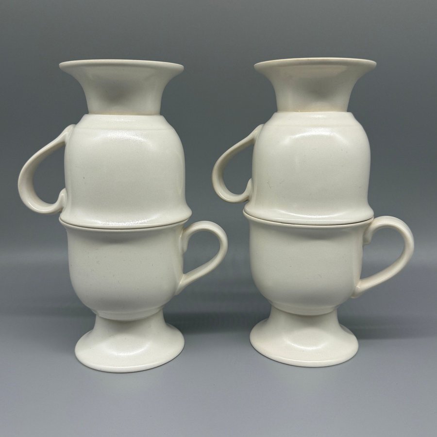 Höganäs Keramik | 4 st Collection Muggar på fot Gräddvita