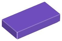 Dark Purple Tile 1 x 2 with Groove - LEGO - 3069b