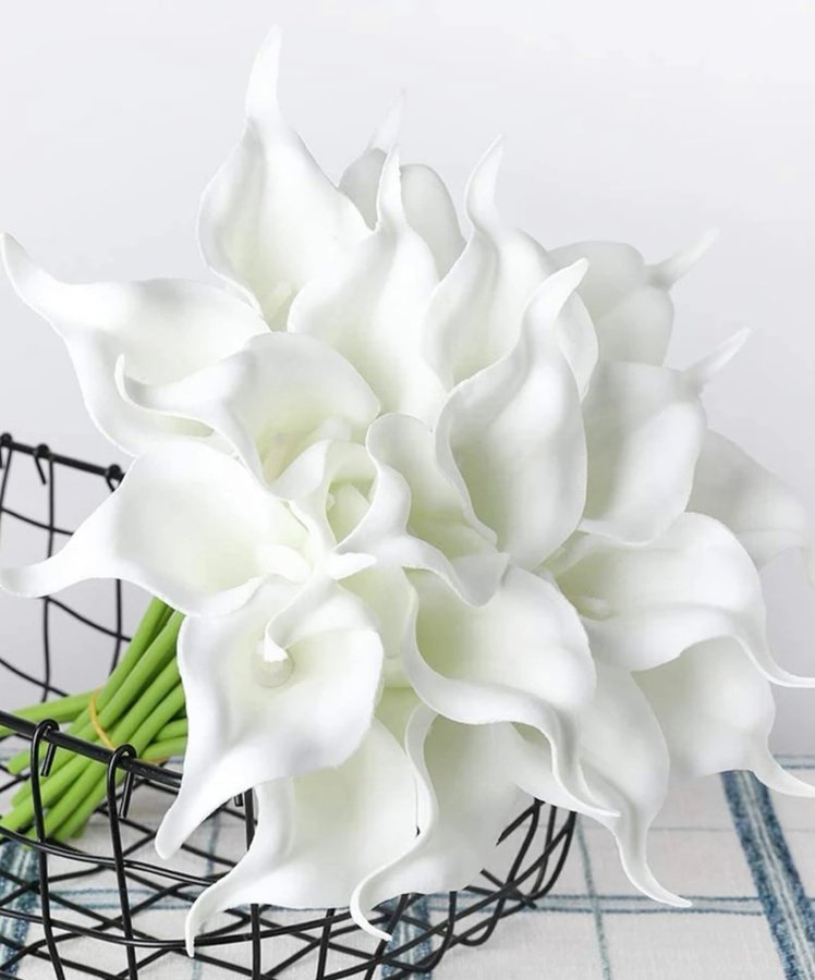 10 st NYA konstgjorda vita tulpaner plastblomma 34 cm