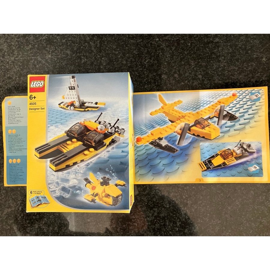 Lego Designer set flygplan + olika båtar båt ask nr 4505 Komplett i topp skick