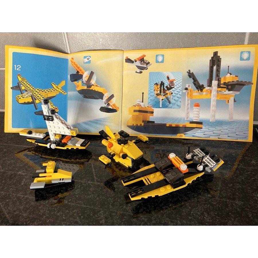 Lego Designer set flygplan + olika båtar båt ask nr 4505 Komplett i topp skick