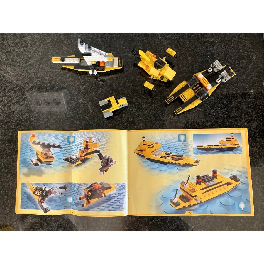 Lego Designer set flygplan + olika båtar båt ask nr 4505 Komplett i topp skick