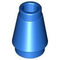 Blue Cone 1 x 1 with Top Groove - LEGO - 4589