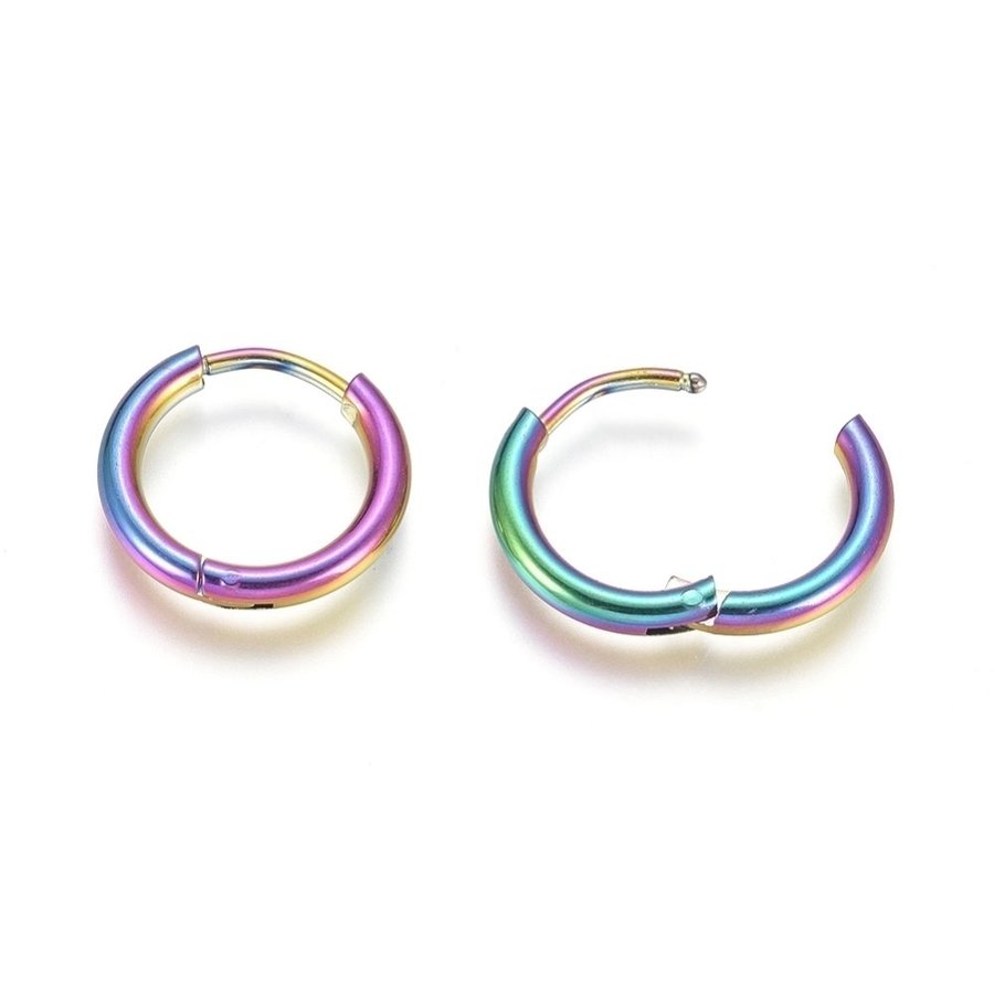 REA___REA___1 Par 17 mm Hoops örhängen i Rainbow 316L stål