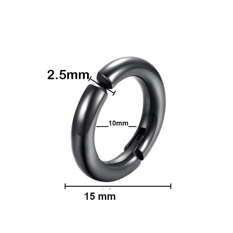 REA__REA___1 Styck 15 mm Fake Piercing ring i Svart 316 Stål