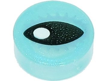 Satin Trans-Light Blue Tile Round 1 x 1 with Black Eye - LEGO - 98138pb254