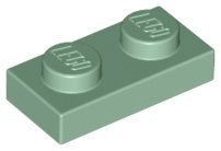 Sand Green Plate 1 x 2 - LEGO - 3023