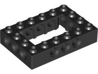 Black Technic Brick 4 x 6 Open Center - LEGO - 32531