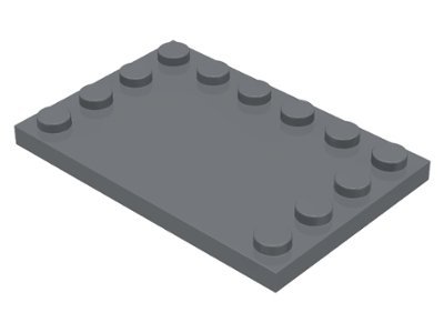 Dark Bluish Gray Tile Modified 4 x 6 with Studs on Edges - LEGO - 6180