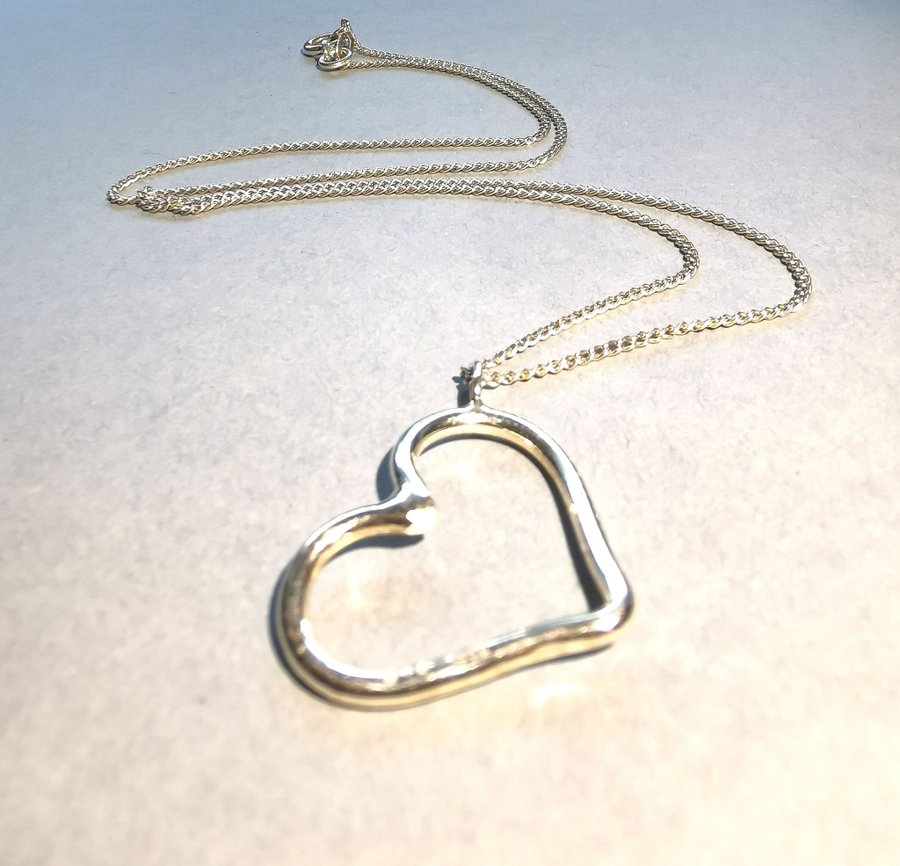 Halsband stämplat silver Hjärta 45 cm lång