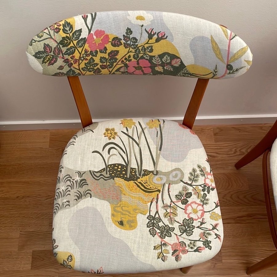 Vintage Trä Stolar 2 st. K.Nordiska 1957 NK Made in Sweden Josef Frank Anakreon