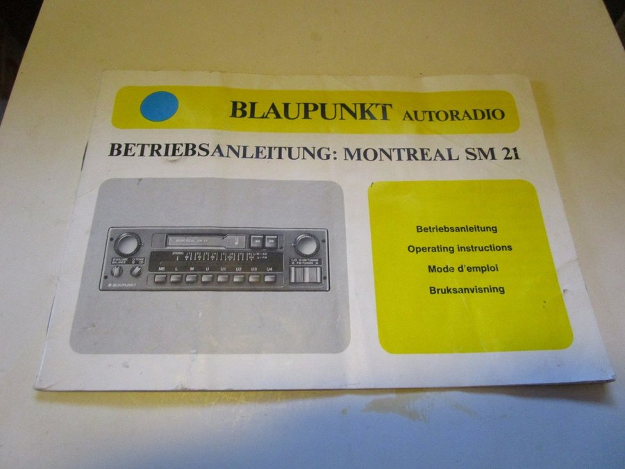 MANUAL / INSTRUKTIONSBOK BLAUPUNKT BILSTEREO MONTREAL SM 21