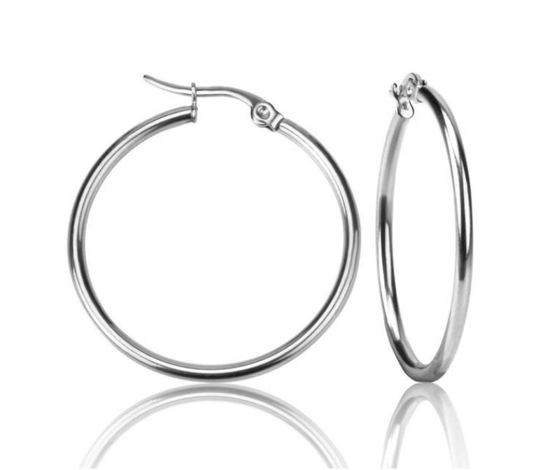 50 mm silverpläterade creol örhängen kreol ring hoops nickelsäkra stål ringar